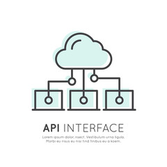 API Interface Data Development Platform, Modern Vector Icon Style Illustration