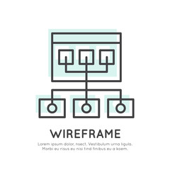 Vector Icon Style Illustration of Wireframe Structure Layout, UX UI User Interface and User experience Process Concept, Editable Isolated Background Picture
