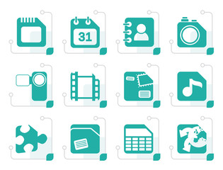 Stylized Mobile Phone, Computer and Internet Icons - Vector Icon Set