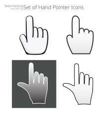Vector Pointer Hand Icons. Illustration Sketch Set of Pointer Hand Icons. Rough style.