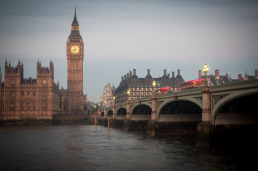 Fototapeta na wymiar Big Ben, Houses of Parliament and Westminister Bridge
