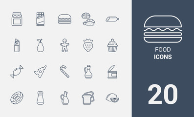 Set of food line icons