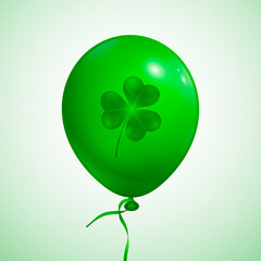 Green balloon with clover. St. Patrick's Day greeting element. Vector illustration, eps 10.
