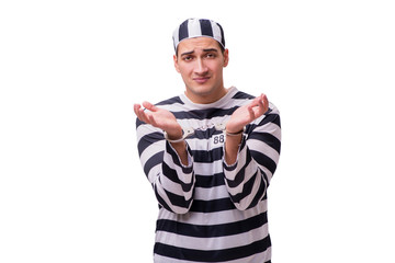 Man prisoner isolated on white background