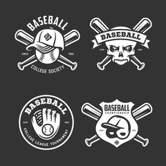 Baseball labels badges emblems set. Vector vintage illustration.
