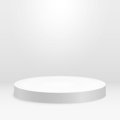 Blank realistic template of white podium/scene. Vector illustration, eps 10.