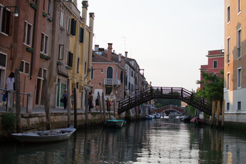 Fototapeta na wymiar Canal in Venice, Bridge and buildings