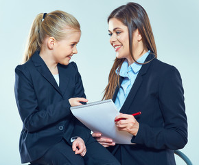 Education concept portrait of teacher wth student.
