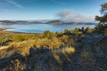 Amazing Autumn panorama of Batak Reservoir, Pazardzhik Region, Bulgaria