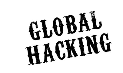 Global Hacking rubber stamp. Grunge design with dust scratches. Effects can be easily removed for a clean, crisp look. Color is easily changed.