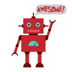 Vector illustration of a toy Robot and text AWESOME!