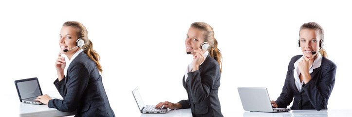 Call center assistant responding to calls
