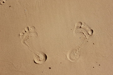 Fototapeta na wymiar footsteps in sandy