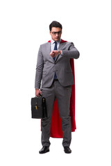 Super hero businessman isolated on white 