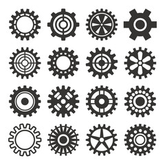 Gear icons silhouette isolated vector illustration.