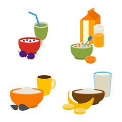 Healthy breakfast vector set.