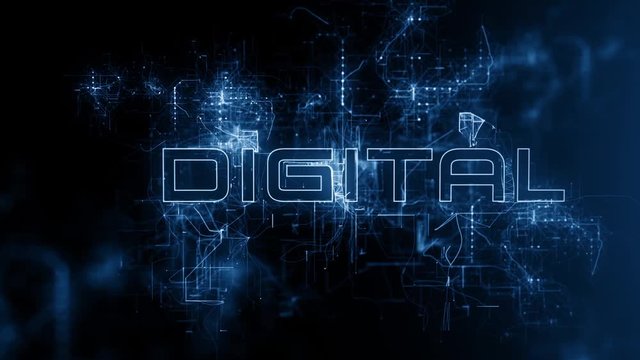 Animated Corporate Buzz Word on Background of Connecting Nodes & Lights