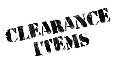 Clearance Items rubber stamp. Grunge design with dust scratches. Effects can be easily removed for a clean, crisp look. Color is easily changed.