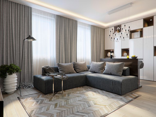 Modern living room interior design - 135986323