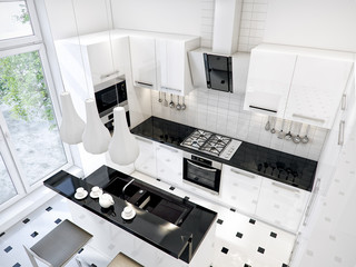 Modern bright white kitchen