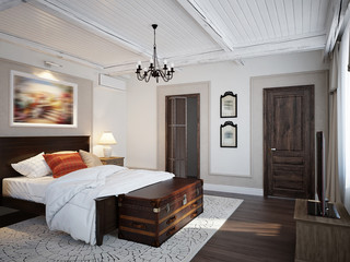 Spacious bedroom mediterranean style - 135986764