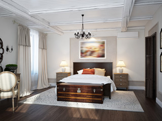 Spacious bedroom mediterranean style - 135986767