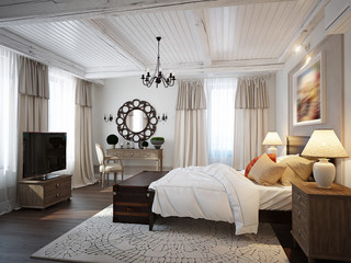 Spacious bedroom mediterranean style - 135986775