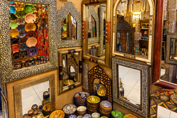 Picturesque bazaar in the souk of Marrakech, Morocco