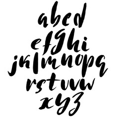 Hand drawn font made by dry brush strokes. Grunge style alphabet