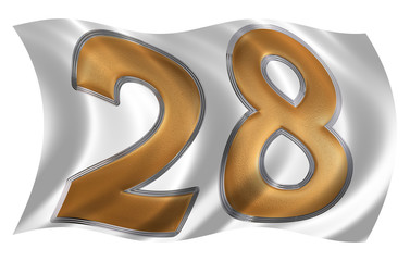 In the wind fluttering the flag with numeral 28, twenty eight, i