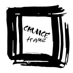 Grunge vector frame. Ink dry brush background. Hand drawn texture. Vector illustration.