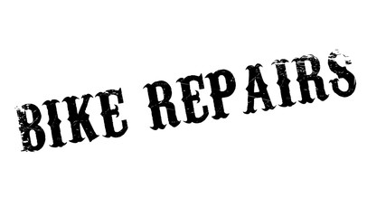 Bike Repairs rubber stamp. Grunge design with dust scratches. Effects can be easily removed for a clean, crisp look. Color is easily changed.