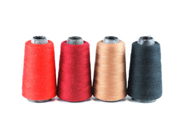 colorful sewing thread isolated on white background
