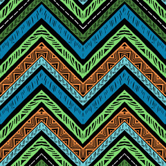 Stripes bright tribal seamless pattern with zigzag