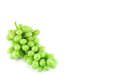 fresh green grapes isolated on white background