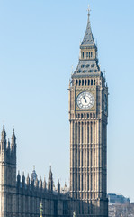Fototapeta na wymiar West Side of London Big Ben Westminster Tower A view from Westminster Bridge