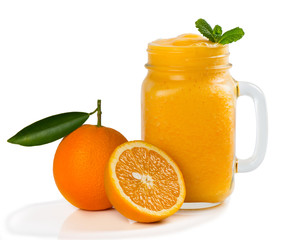 Smoothie of orange fruit.