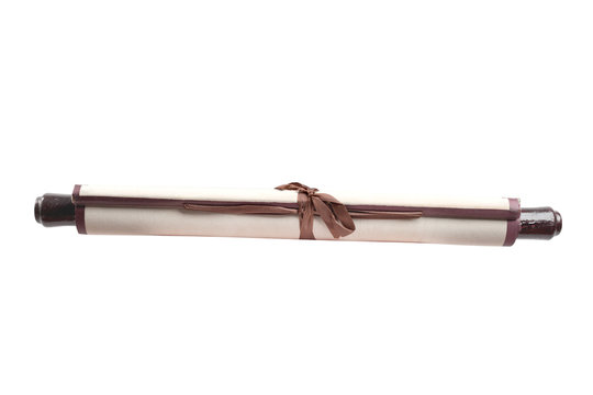 isolated chinese scroll painting on white background