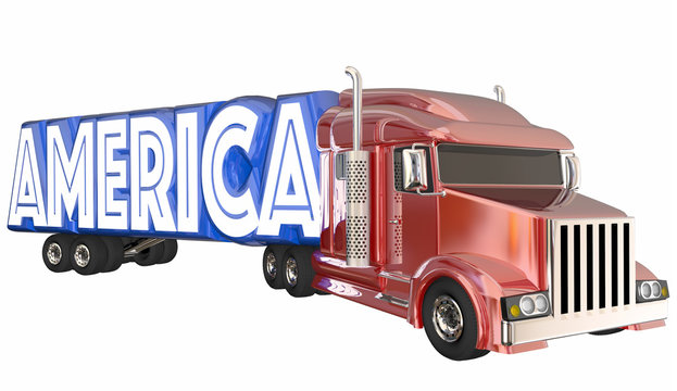 America USA Made In United States Truck Word 3d Illustration