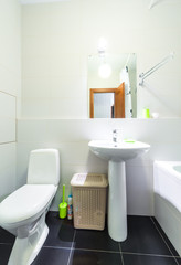 The interior of a modern bathroom