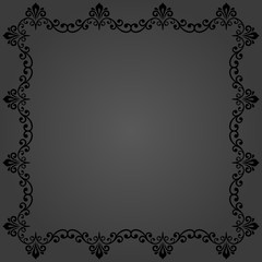 Classic vector square frame with arabesques and orient elements. Abstract ornament with place for text. Vintage dark pattern