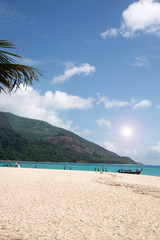Beautiful   beach  with   sky  and  tropical  sea  in  Thailand
