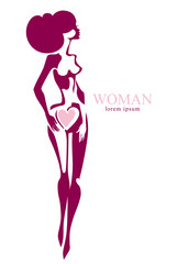 Obraz na płótnie Canvas Woman. Flat vector template. Idea of the logo for women Health, beauty salon and another.