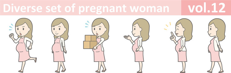 Diverse set of pregnant woman, EPS10 vol.12