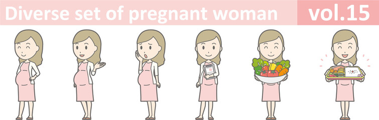 Diverse set of pregnant woman, EPS10 vol.15