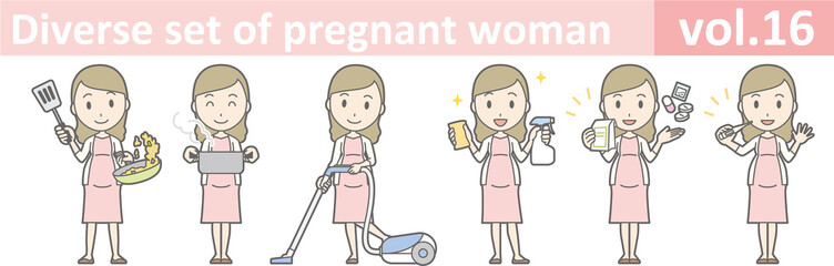 Diverse set of pregnant woman, EPS10 vol.16