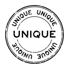 Grunge black unique round rubber seal stamp on white background