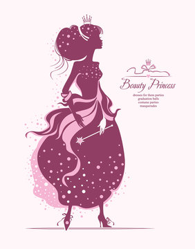 Beauty princess. Vector silhouette illustration.