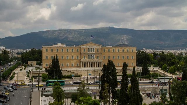 Timelapse of Parliament Building at Athens, Greece