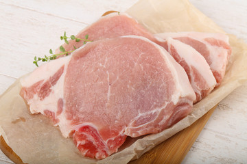 Raw pork steak